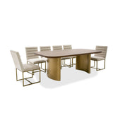 VIG Furniture Modrest Marjorie - Modern Walnut + Brushed Gold Rectangular Dining Table VGGMDT-1705-WAL