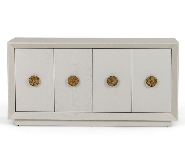 VIG Furniture Marjorie Cream White Ash Buffet With Brushed Gold Hardware, Spacious Adjustable Shelves, 63" Wide VGGMW-1705B-CRM