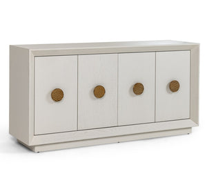 VIG Furniture Marjorie Cream White Ash Buffet With Brushed Gold Hardware, Spacious Adjustable Shelves, 63" Wide VGGMW-1705B-CRM