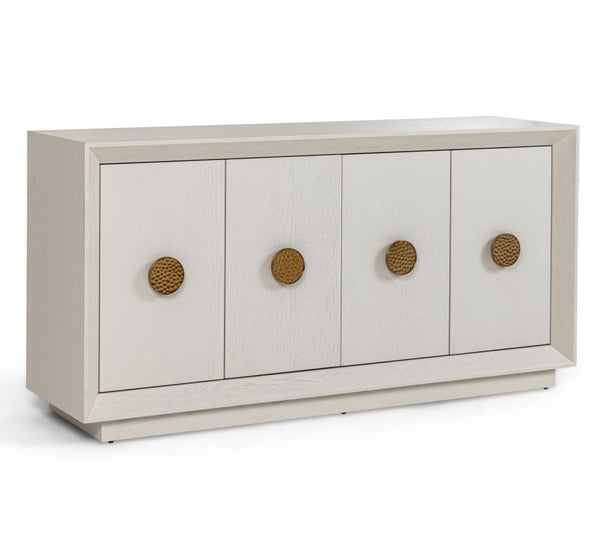 VIG Furniture Marjorie Cream White Ash Buffet With Brushed Gold Hardware, Spacious Adjustable Shelves, 63" Wide VGGMW-1705B-CRM