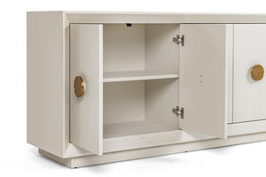 VIG Furniture Marjorie Cream White Ash Buffet With Brushed Gold Hardware, Spacious Adjustable Shelves, 63" Wide VGGMW-1705B-CRM