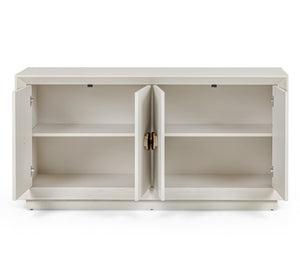 VIG Furniture Marjorie Cream White Ash Buffet With Brushed Gold Hardware, Spacious Adjustable Shelves, 63" Wide VGGMW-1705B-CRM