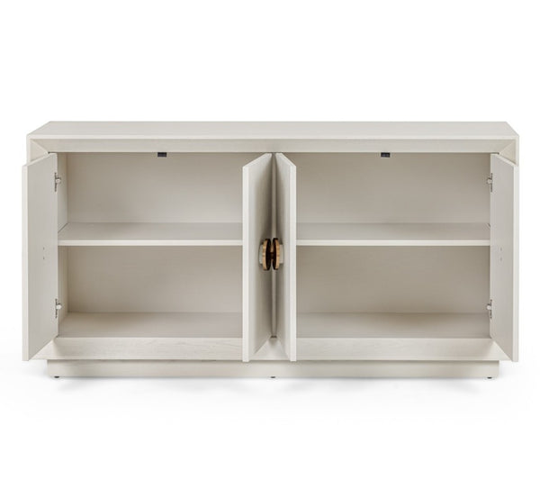 VIG Furniture Marjorie Cream White Ash Buffet With Brushed Gold Hardware, Spacious Adjustable Shelves, 63" Wide VGGMW-1705B-CRM