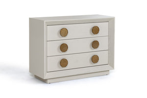 VIG Furniture Marjorie Cream Ash Nightstand With Brushed Gold Handles, 3 Drawers, Spacious Modern Bedside (39"W) VGGMCHD-1705-3A-CRM