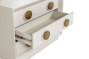 VIG Furniture Marjorie Cream Ash Nightstand With Brushed Gold Handles, 3 Drawers, Spacious Modern Bedside (39"W) VGGMCHD-1705-3A-CRM