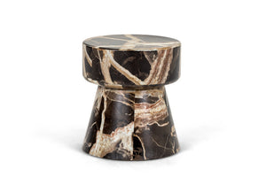 VIG Furniture Marlow Modern Faux Marble End Table Set With Sculptural Pedestal Bases, Brown Veining, No Assembly Needed VGGM-ET-1750