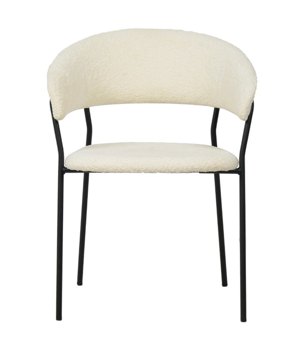 VIG Furniture Marlynn Modern White Dining Chairs Set Of 2 — Ergonomic Rounded Back, Textured Alpaca Fabric, Black Frame VGFH-0129571-WB-DC