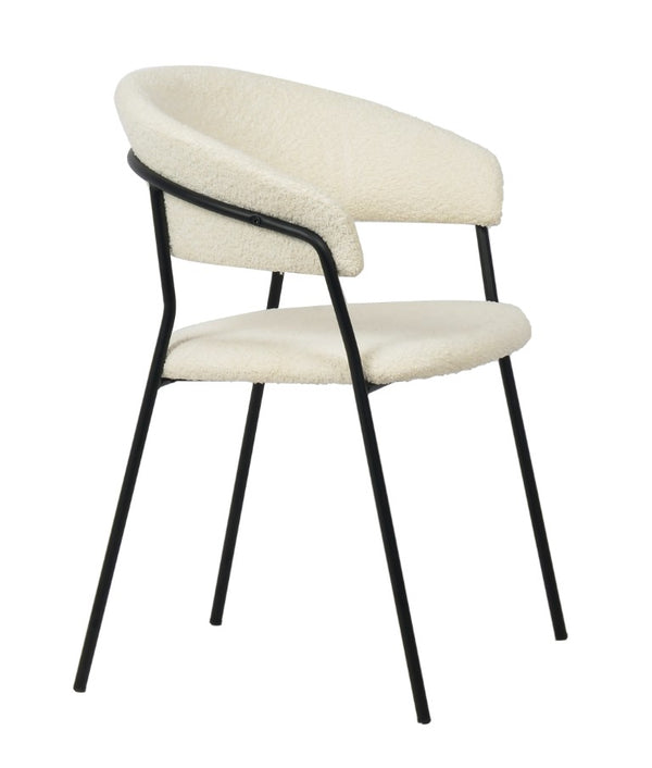 VIG Furniture Marlynn Modern White Dining Chairs Set Of 2 — Ergonomic Rounded Back, Textured Alpaca Fabric, Black Frame VGFH-0129571-WB-DC