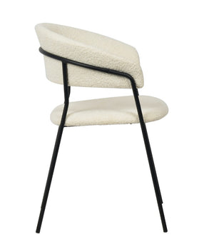 VIG Furniture Marlynn Modern White Dining Chairs Set Of 2 — Ergonomic Rounded Back, Textured Alpaca Fabric, Black Frame VGFH-0129571-WB-DC
