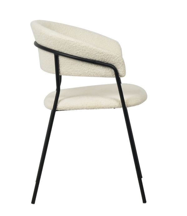 VIG Furniture Marlynn Modern White Dining Chairs Set Of 2 — Ergonomic Rounded Back, Textured Alpaca Fabric, Black Frame VGFH-0129571-WB-DC