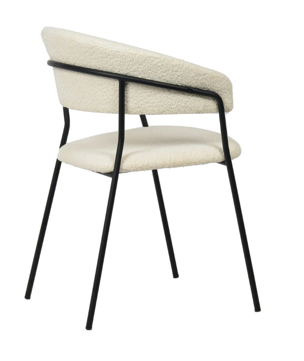 VIG Furniture Marlynn Modern White Dining Chairs Set Of 2 — Ergonomic Rounded Back, Textured Alpaca Fabric, Black Frame VGFH-0129571-WB-DC