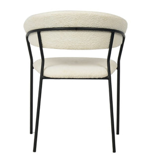 VIG Furniture Marlynn Modern White Dining Chairs Set Of 2 — Ergonomic Rounded Back, Textured Alpaca Fabric, Black Frame VGFH-0129571-WB-DC