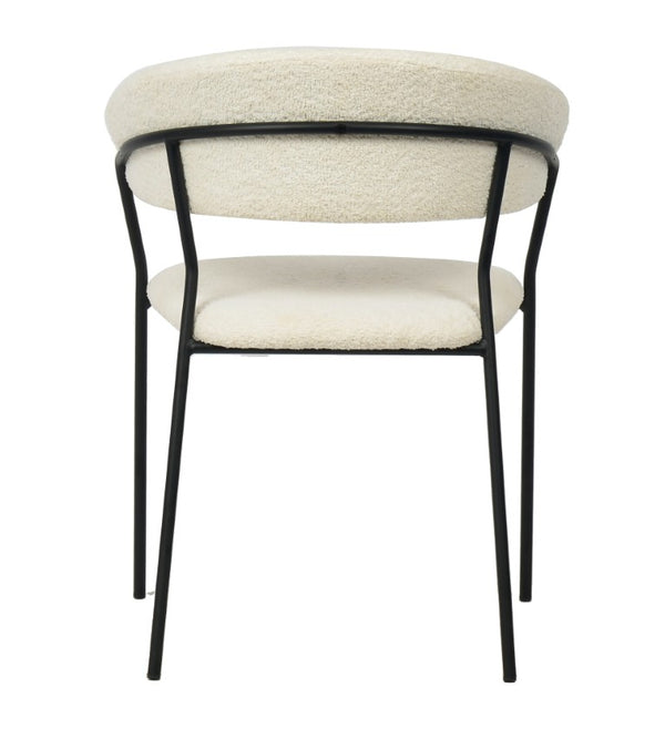 VIG Furniture Marlynn Modern White Dining Chairs Set Of 2 — Ergonomic Rounded Back, Textured Alpaca Fabric, Black Frame VGFH-0129571-WB-DC