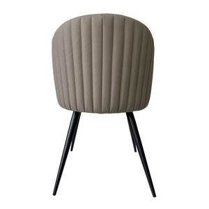 VIG Furniture Marnie Curved Gray & Pink Dining Chair — Vegan Leather + Fabric, Slim Black Legs, Ergonomic Comfort (98) VGYFDC1107-CRM-DC