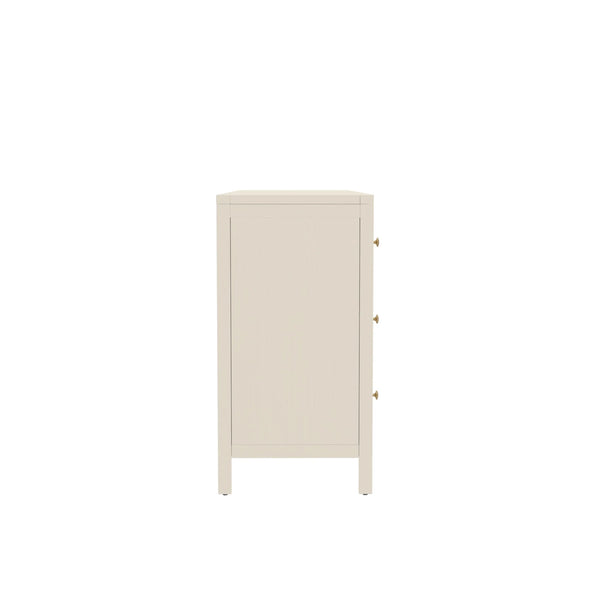 Marsha Six Drawer Dresser Rubberwood Brass Knobs Modern Farmhouse Bedroom Storage