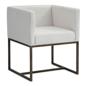 VIG Furniture Marty Modern Off-White Woven Dining Chair With Copper Antique Brass Legs, Low-Back Tuxedo Comfort VGVCB8368-WHTX-DC