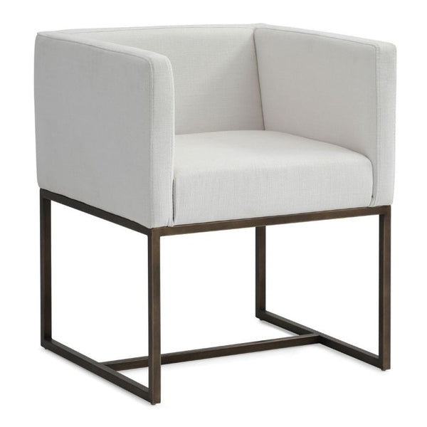 VIG Furniture Marty Modern Off-White Woven Dining Chair With Copper Antique Brass Legs, Low-Back Tuxedo Comfort VGVCB8368-WHTX-DC
