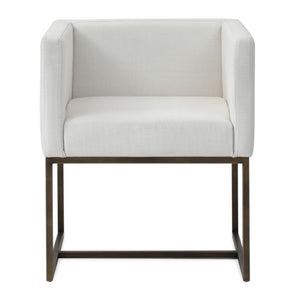VIG Furniture Marty Modern Off-White Woven Dining Chair With Copper Antique Brass Legs, Low-Back Tuxedo Comfort VGVCB8368-WHTX-DC