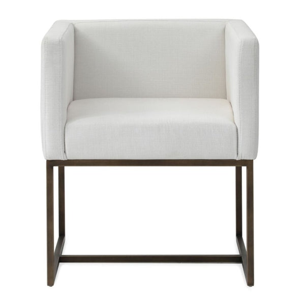 VIG Furniture Marty Modern Off-White Woven Dining Chair With Copper Antique Brass Legs, Low-Back Tuxedo Comfort VGVCB8368-WHTX-DC