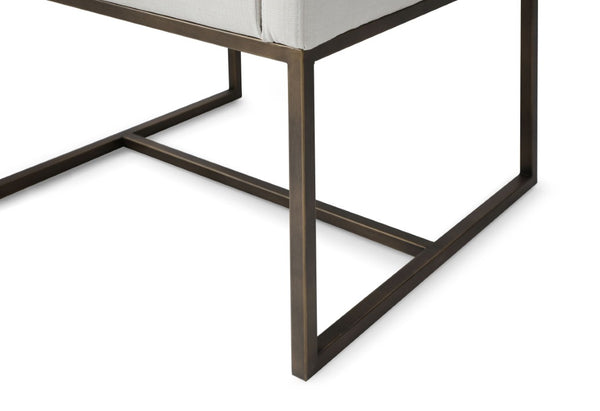 VIG Furniture Marty Modern Off-White Woven Dining Chair With Copper Antique Brass Legs, Low-Back Tuxedo Comfort VGVCB8368-WHTX-DC