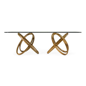 VIG Furniture Mason Sculptural Glass & Walnut Dining Table With Tempered 94" Top And Intersecting Ash Base VGCSDT-16092