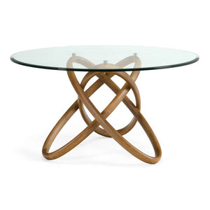 VIG Furniture Mason Round Glass & Walnut Dining Table — Sculptural Ash Base, 54" Tempered Top, Seats 4, Durable Finish VGCSDT-16138