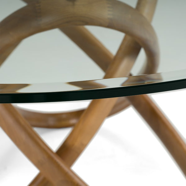 VIG Furniture Mason Round Glass & Walnut Dining Table — Sculptural Ash Base, 54" Tempered Top, Seats 4, Durable Finish VGCSDT-16138