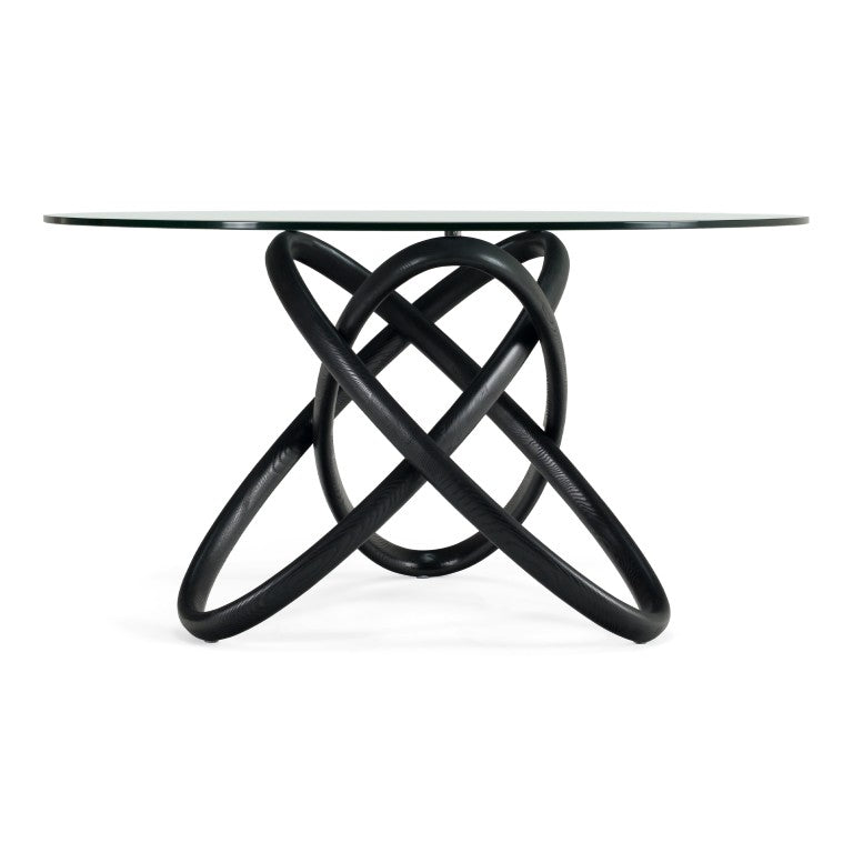 VIG Furniture Mason Sculptural Round Dining Table With 15Mm Tempered Glass Top & Black Ash Intertwined Base VGCSDT-16138-BLK