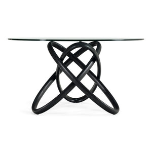VIG Furniture Mason Sculptural Round Dining Table With 15Mm Tempered Glass Top & Black Ash Intertwined Base VGCSDT-16138-BLK