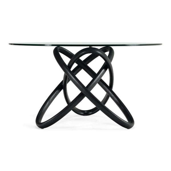 VIG Furniture Mason Sculptural Round Dining Table With 15Mm Tempered Glass Top & Black Ash Intertwined Base VGCSDT-16138-BLK