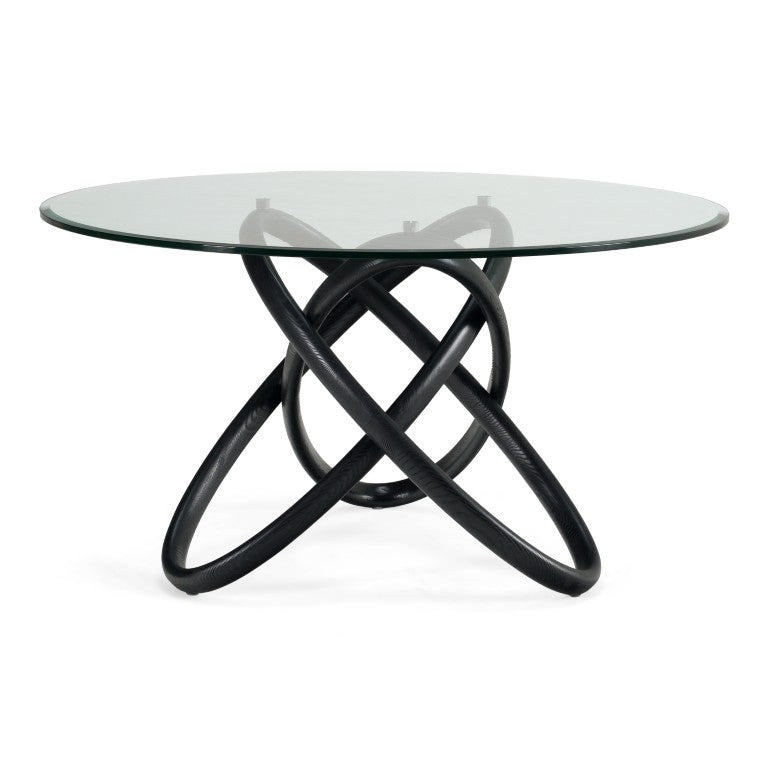 VIG Furniture Mason Sculptural Round Dining Table With 15Mm Tempered Glass Top & Black Ash Intertwined Base VGCSDT-16138-BLK