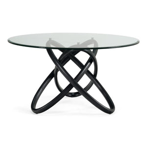 VIG Furniture Mason Sculptural Round Dining Table With 15Mm Tempered Glass Top & Black Ash Intertwined Base VGCSDT-16138-BLK