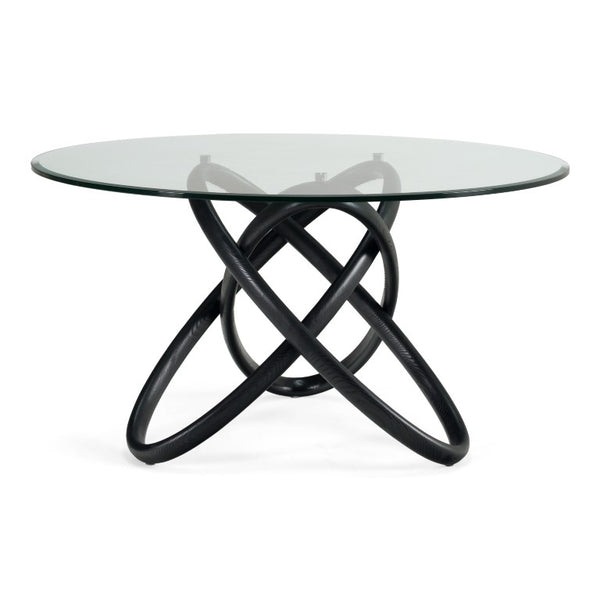 VIG Furniture Mason Sculptural Round Dining Table With 15Mm Tempered Glass Top & Black Ash Intertwined Base VGCSDT-16138-BLK