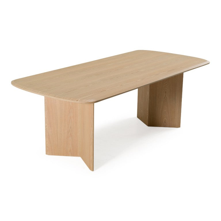 VIG Furniture Masuda Modern Natural Ash Rectangular Dining Table For 6 — 80" X 40" Double-Pedestal, Solid+Veneers VGOD-LZ-398DT