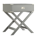 Homelegance By Top-Line Spencer X-Base Wood Accent Campaign Table Grey Wood