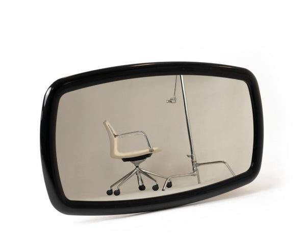 VIG Furniture Mauer Black Glam Oval Mirror W63" X H35" — High-Gloss Slim Profile, Elegant Vanity Focal Point VGUN-CC101-160-BLK