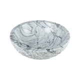 Round, Italian White Carrara marble vessel sink with rough exterior