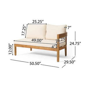 English Elm Brooklyn Outdoor Acacia Hardwood Modular Sectional Sofa with Tuxedo Curved Slat Design 73147.00BGE