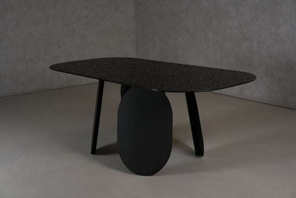 VIG Furniture Modrest Maxine - Modern Hammered Grey Glass Rectangular Dining Table VGYF-DT9002
