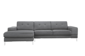 VIG Furniture Forli Modern Grey Left-Facing Sectional Sofa With Tufted Stitching, L-Metal Legs, Plush Deep Seats VGMB-1071B-GRY-LAF