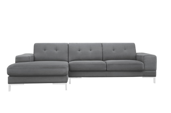 VIG Furniture Forli Modern Grey Left-Facing Sectional Sofa With Tufted Stitching, L-Metal Legs, Plush Deep Seats VGMB-1071B-GRY-LAF
