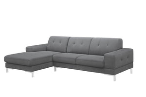 VIG Furniture Forli Modern Grey Left-Facing Sectional Sofa With Tufted Stitching, L-Metal Legs, Plush Deep Seats VGMB-1071B-GRY-LAF