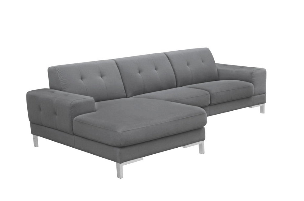 VIG Furniture Forli Modern Grey Left-Facing Sectional Sofa With Tufted Stitching, L-Metal Legs, Plush Deep Seats VGMB-1071B-GRY-LAF