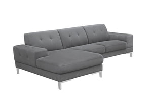 VIG Furniture Forli Modern Grey Left-Facing Sectional Sofa With Tufted Stitching, L-Metal Legs, Plush Deep Seats VGMB-1071B-GRY-LAF