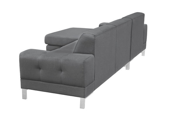 VIG Furniture Forli Modern Grey Left-Facing Sectional Sofa With Tufted Stitching, L-Metal Legs, Plush Deep Seats VGMB-1071B-GRY-LAF