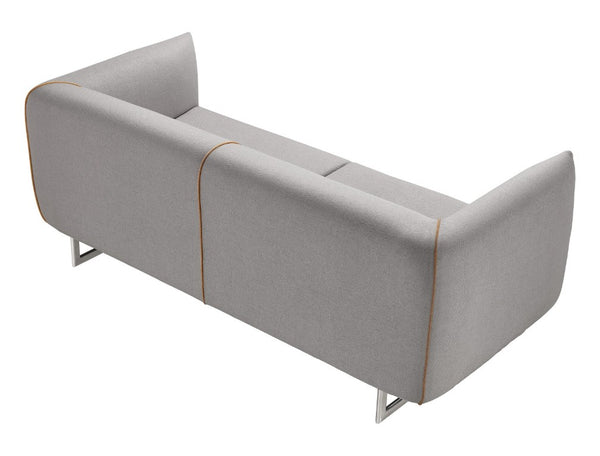 VIG Furniture Medora-Modern Grey & Yellow Fabric Sofa With Boxy Silhouette, Zipper Accents, Metal Legs, Durable Upholstery VGMB-1661-S-GRY-S