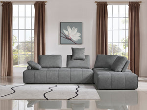 VIG Furniture Edgar Modular Sectional Sofa In Grey J06 — Customizable 2-Piece, Square-Tufted Comfort With Moveable Backrests (124" W) VGMB-1765-GRY