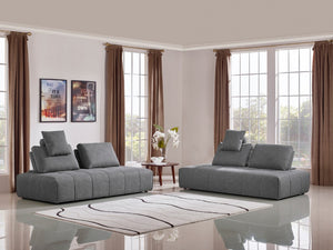 VIG Furniture Edgar Modular Sectional Sofa In Grey J06 — Customizable 2-Piece, Square-Tufted Comfort With Moveable Backrests (124" W) VGMB-1765-GRY
