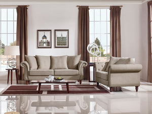 VIG Furniture Nadine Beige Transitional Sofa With Nailhead Trim, 86" Durable Polyester Upholstery, Solid Wood Legs VGMB-1769-BGE-SOFA