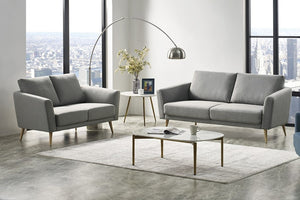 VIG Furniture Benham Grey Fabric Sofa With Mid-Century Wood Legs, Durable Polyester Upholstery, Cozy 21" Seat Depth VGMB-1879-GRY-SOFA